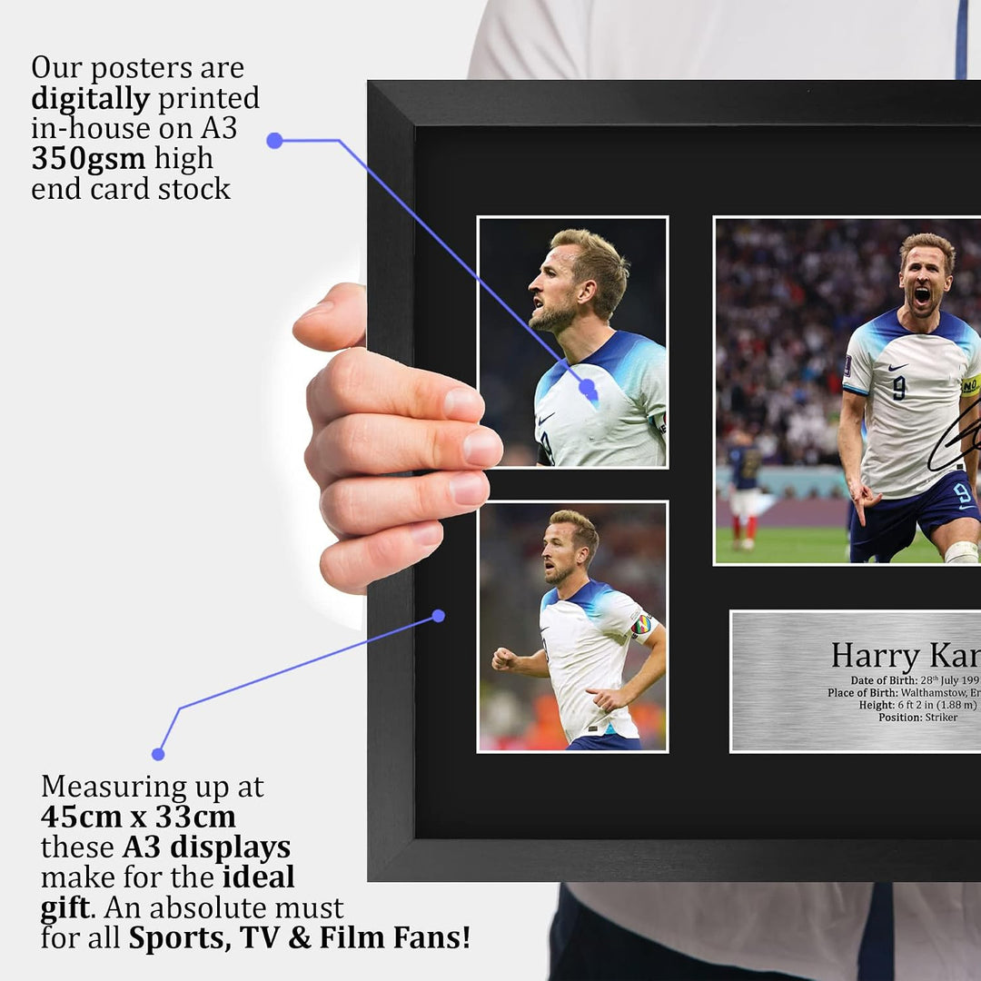 HWC Trading FR A3 Harry Kane England Gedruckte Memorabilien Signiertes Autogramm Fotodisplay für Fus