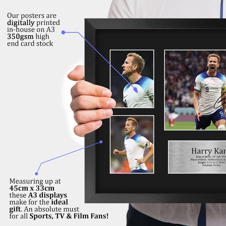HWC Trading FR A3 Harry Kane England Gedruckte Memorabilien Signiertes Autogramm Fotodisplay für Fus