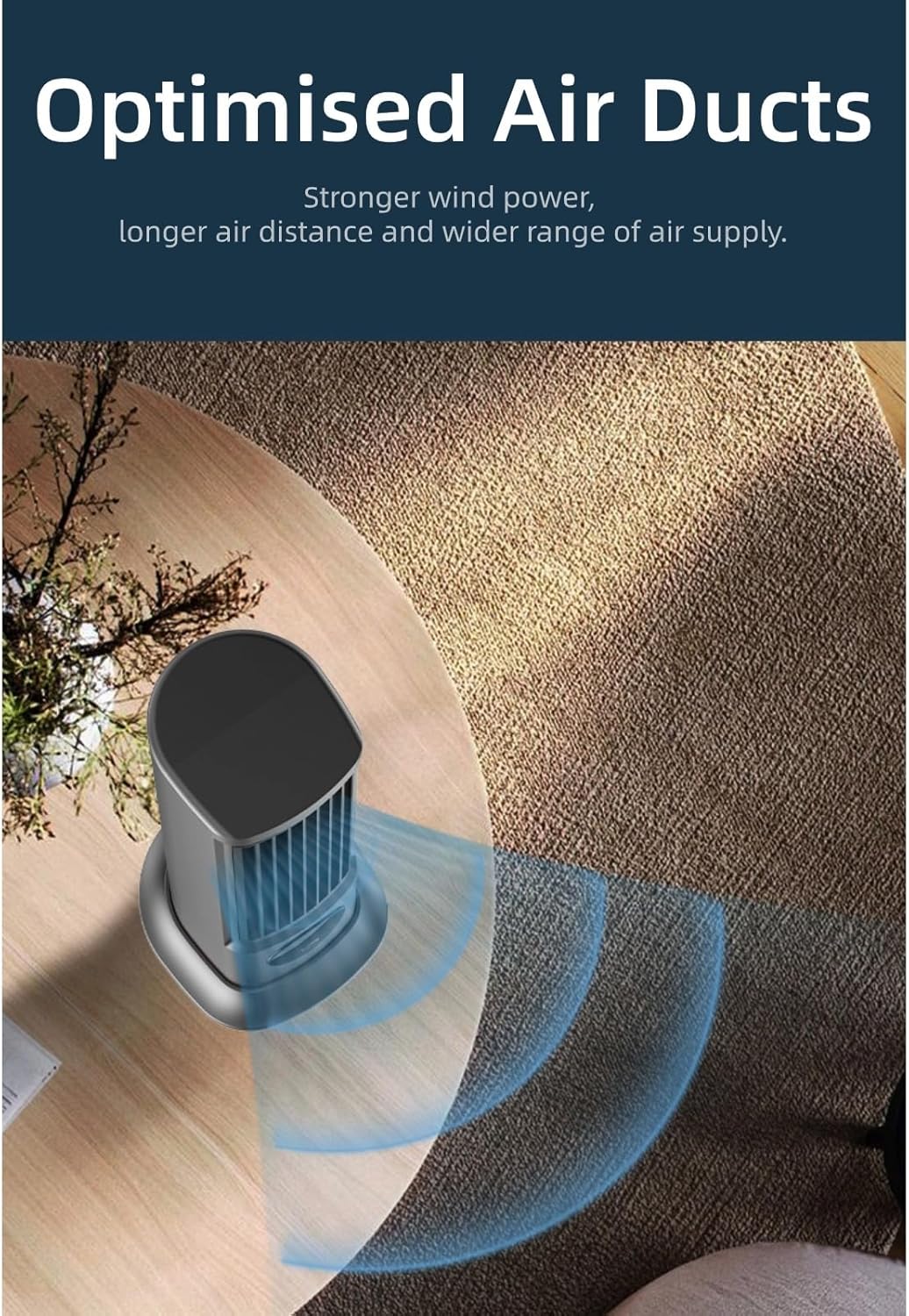 Cuifati Turmventilator, Verstellbarer Tischventilator mit 3 Geschwindigkeiten, Schnelle Kühlung, Lei