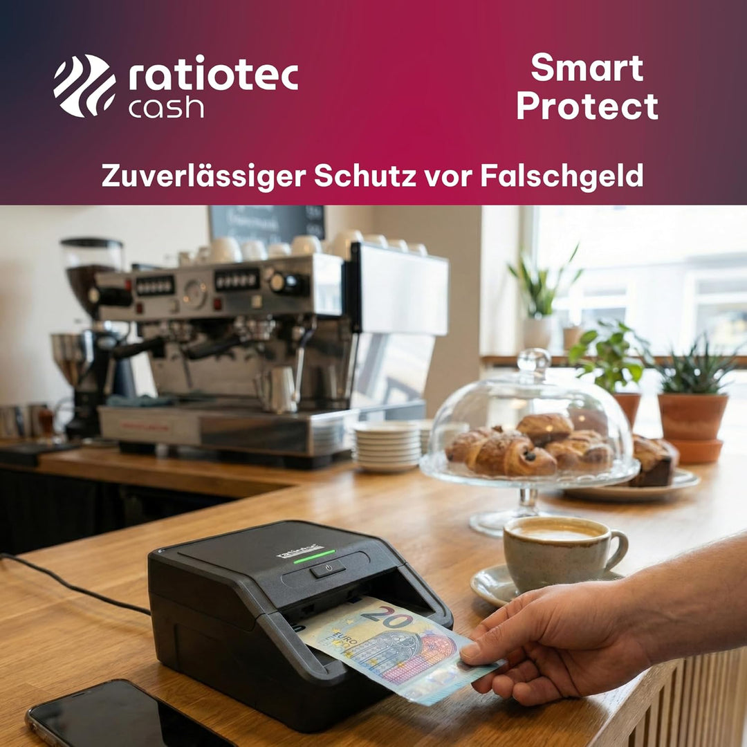 ratiotec 947568 Banknotenprüfgerät Smart Protect automatisches Banknotenprüfgerät zur 1 Echtheitsprü