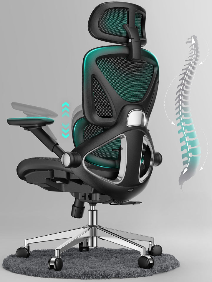 CAPOT Ergonomischer Bürostuhl aus Netzstoff, Verstellbarer Schreibtischstuhl mit hoher Rückenlehne,