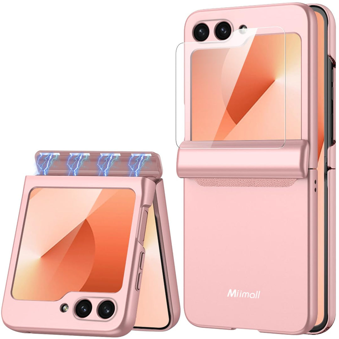 Miimall Kompatibel mit Samsung Galaxy Z Flip 6/Flip7 FE Hülle mit Scharnierschutz Magnetischer [Exte
