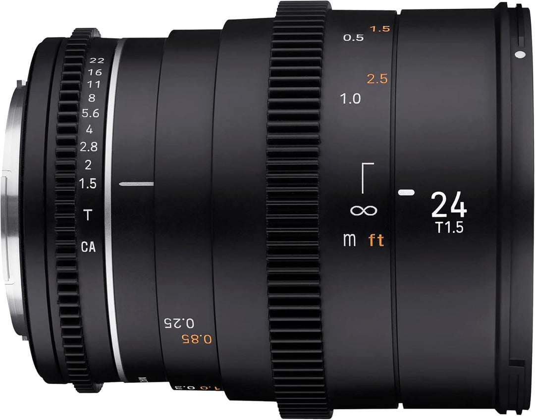 Samyang MF 24mm T1,5 VDSLR MK2 Canon RF – lichtstarkes T1,5 Weitwinkel Cine- und Video Objektiv für