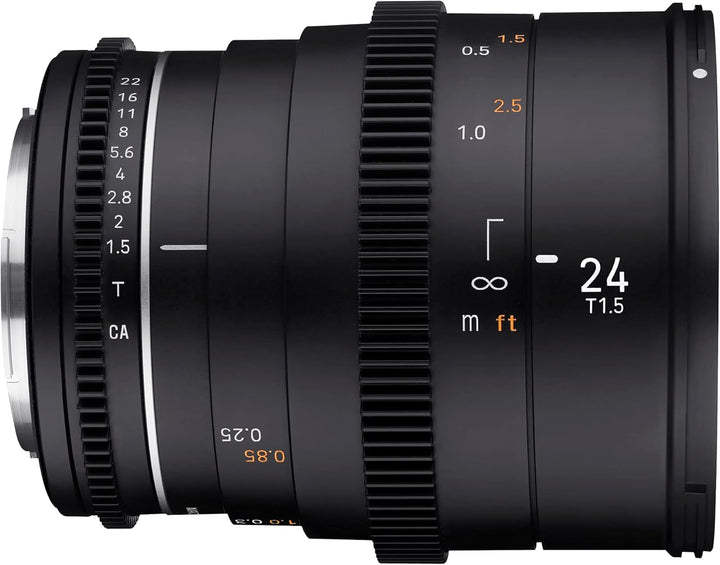 Samyang MF 24mm T1,5 VDSLR MK2 Canon RF – lichtstarkes T1,5 Weitwinkel Cine- und Video Objektiv für