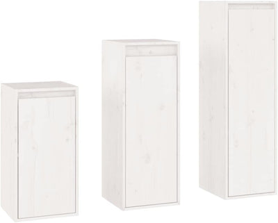 homiuse Wohnzimmer TV-Schränke 3 STK. Weiss Massivholz Kiefer Klassischen TV Schrank Set Wohnzimmer