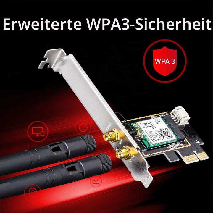 Cudy AX3000 WiFi 6 PCIe Karte für PC, Bluetooth 5.2 PCIe Karte, Intel AX200, WiFi 6-Geschwindigkeit,