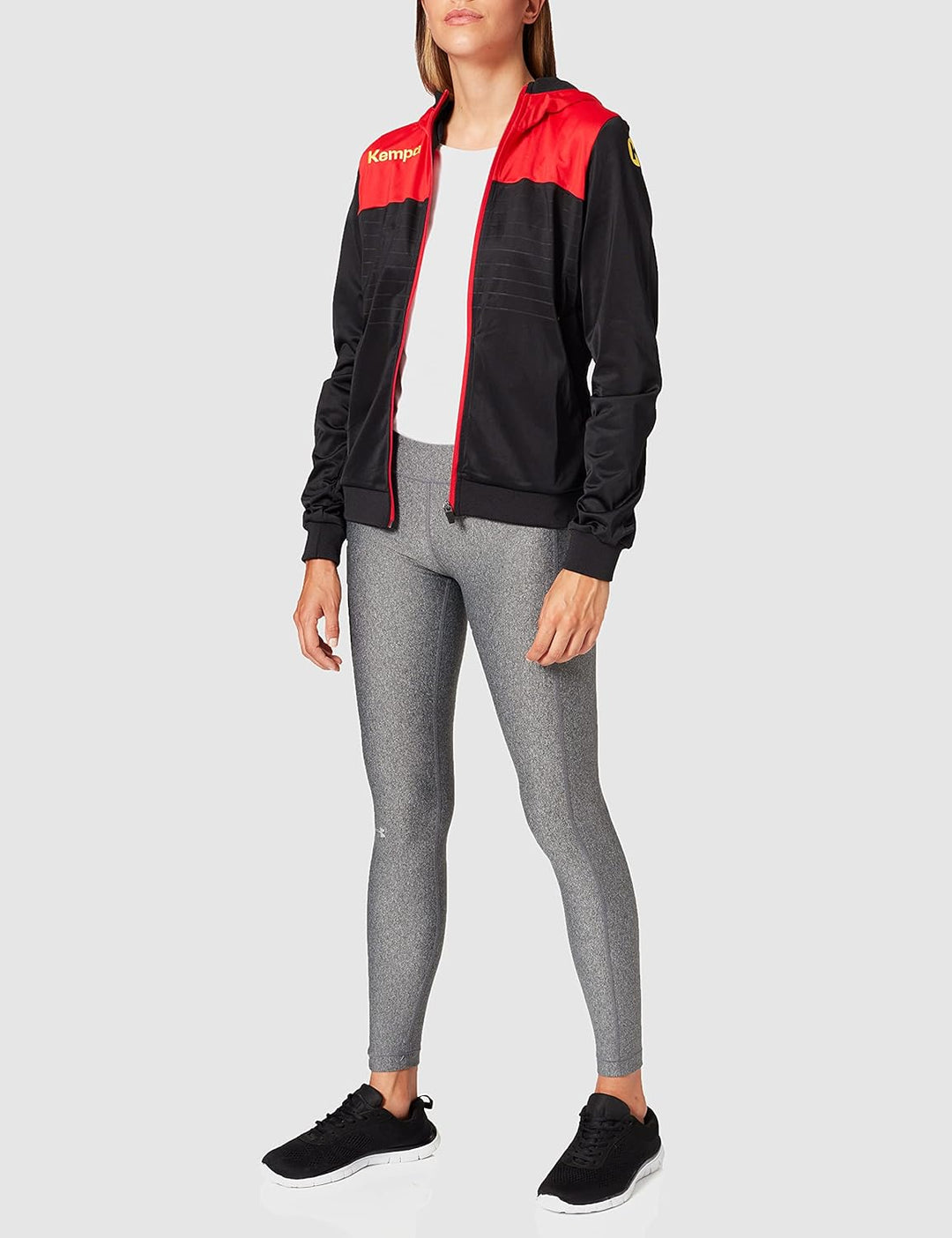 Kempa Herren Emotion 2.0 Kapuzenjacke, schwarz/Rot/Gelb, L