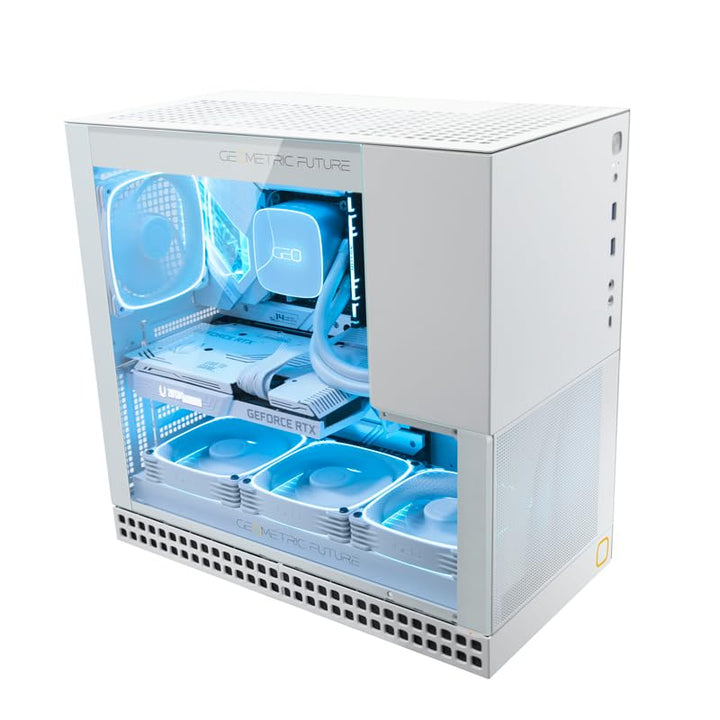 Geometric Future M4 King Arthur White Mid/Mini Tower, E-ATX/ATX Gaming-Gehäuse, vertikales Lufttunne