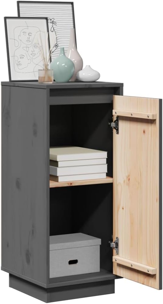 vidaXL Sideboards 2 Stk. Grau 31,5x34x75 cm Massivholz Kiefer