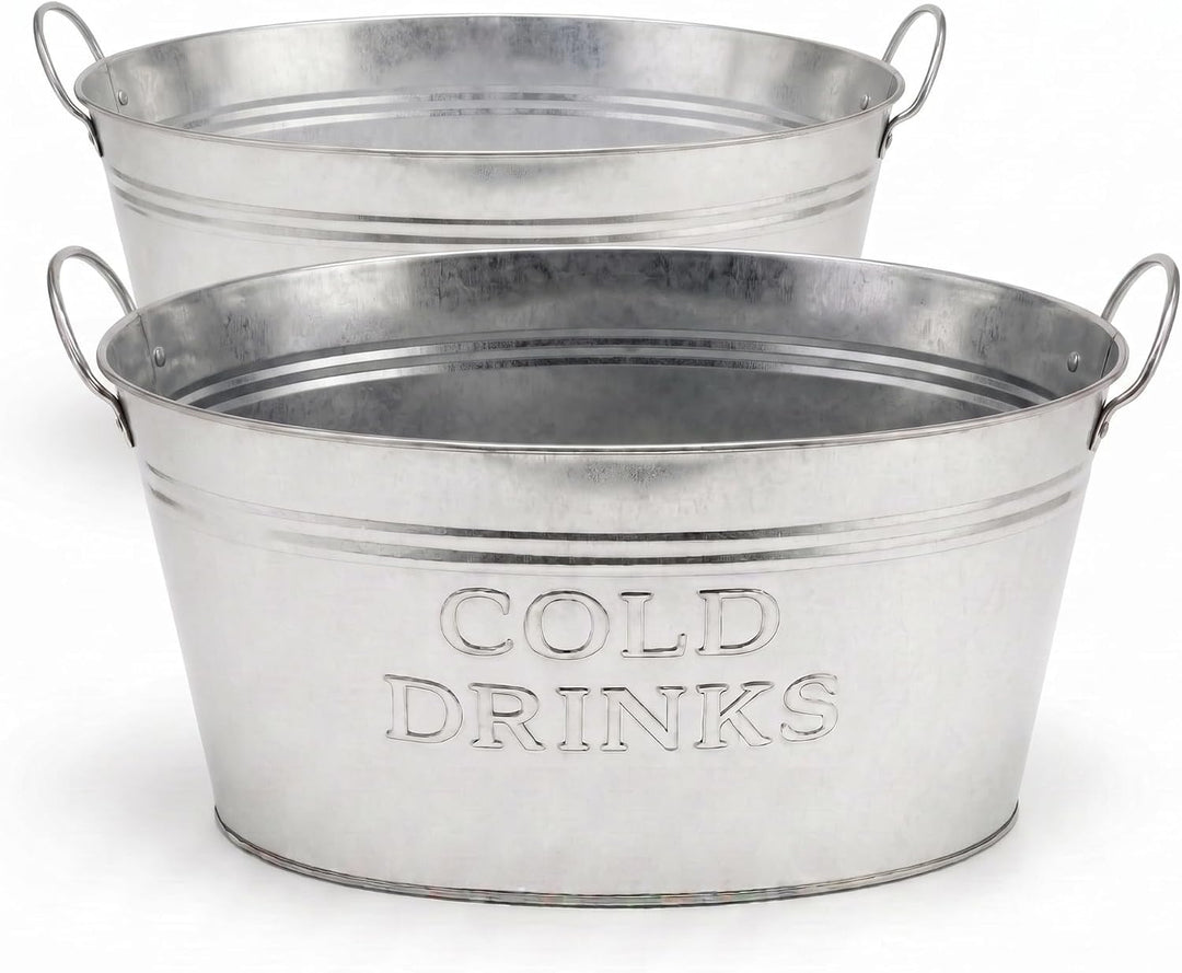 2er SET Getränkewanne 24 Liter Zinkwanne Set Sektkühler Flaschenkühler | Wasserdicht, Zinkwanne, Get