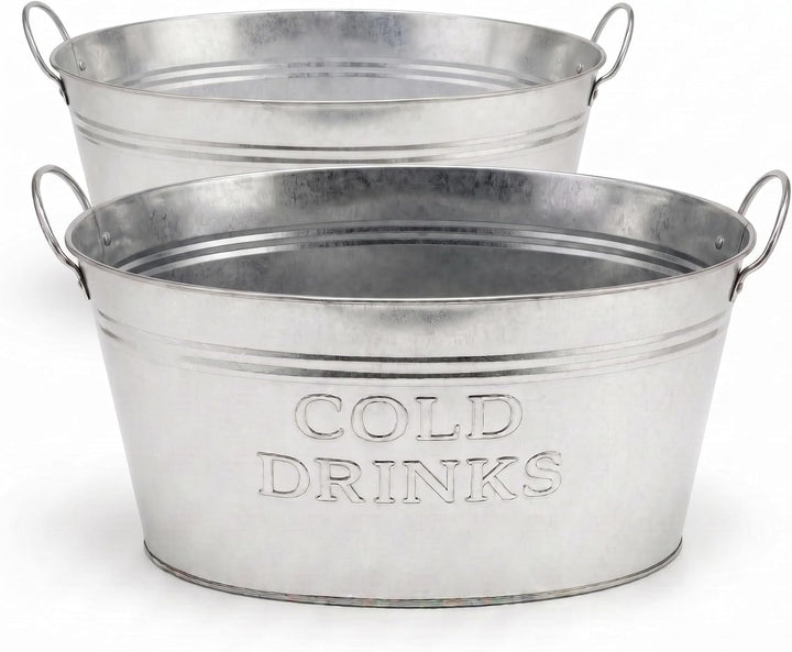 2er SET Getränkewanne 24 Liter Zinkwanne Set Sektkühler Flaschenkühler | Wasserdicht, Zinkwanne, Get