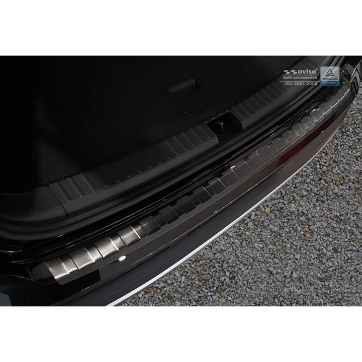 Avisa Schwarz Edelstahl Heckstossstangenschutz kompatibel mit Seat Ateca 2016-2020 & FL 2020- 'Ribs'