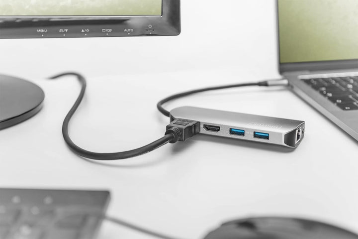 DIGITUS USB-C Docking-Station - 8-Port - Dual-Display-Funktion - 2x HDMI - Gbit LAN - 2 Card-Reader