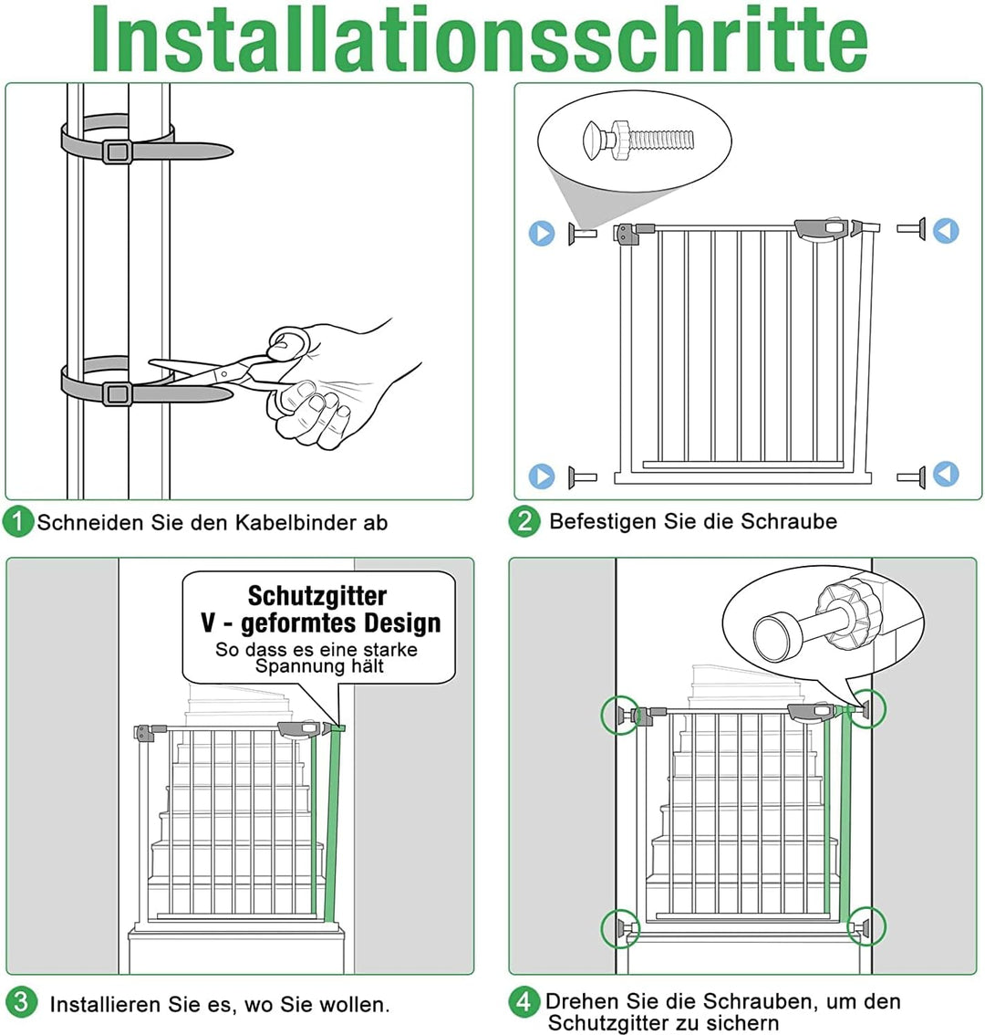 Froadp Türschutzgitter Baby Treppengitter Kindergitter ohne Bohren 95-105cm Türgitter Treppen Beidse
