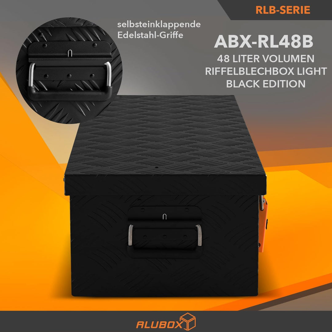 alubox Werkzeugkiste Riffelblech ABX-RL48B Aluminium 1,5mm Werkzeugkiste leicht und robust 48 Liter