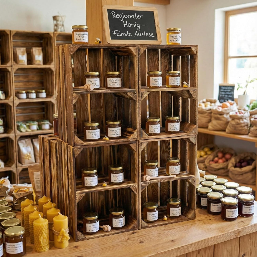 Teramico Geflammte Holzkisten Weinkisten Obstkisten mit Mittelbrett/Zwischenbrett Ablage für Aufbwah