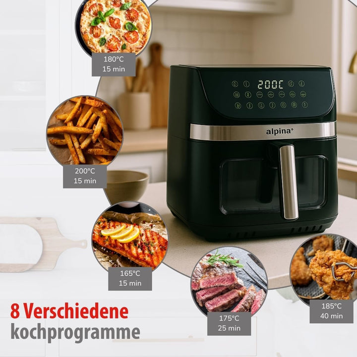 alpina Heissluftfritteuse 9L - Airfryer XXL - Air Fryer mit Digitalem Display - Heissluftfritteuse m