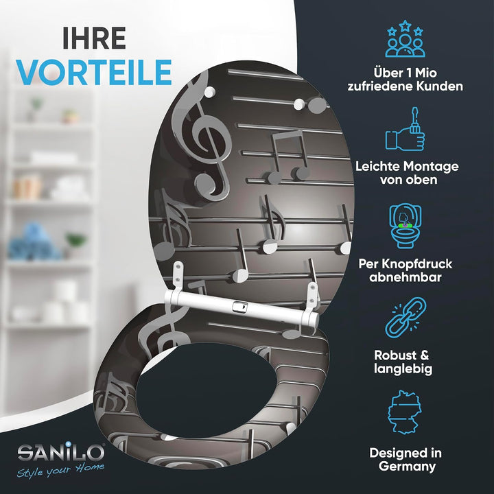 Sanilo WC Sitz mit Absenkautomatik, viele neue Toilettendeckel zur Auswahl, hochwertige Oberfläche,