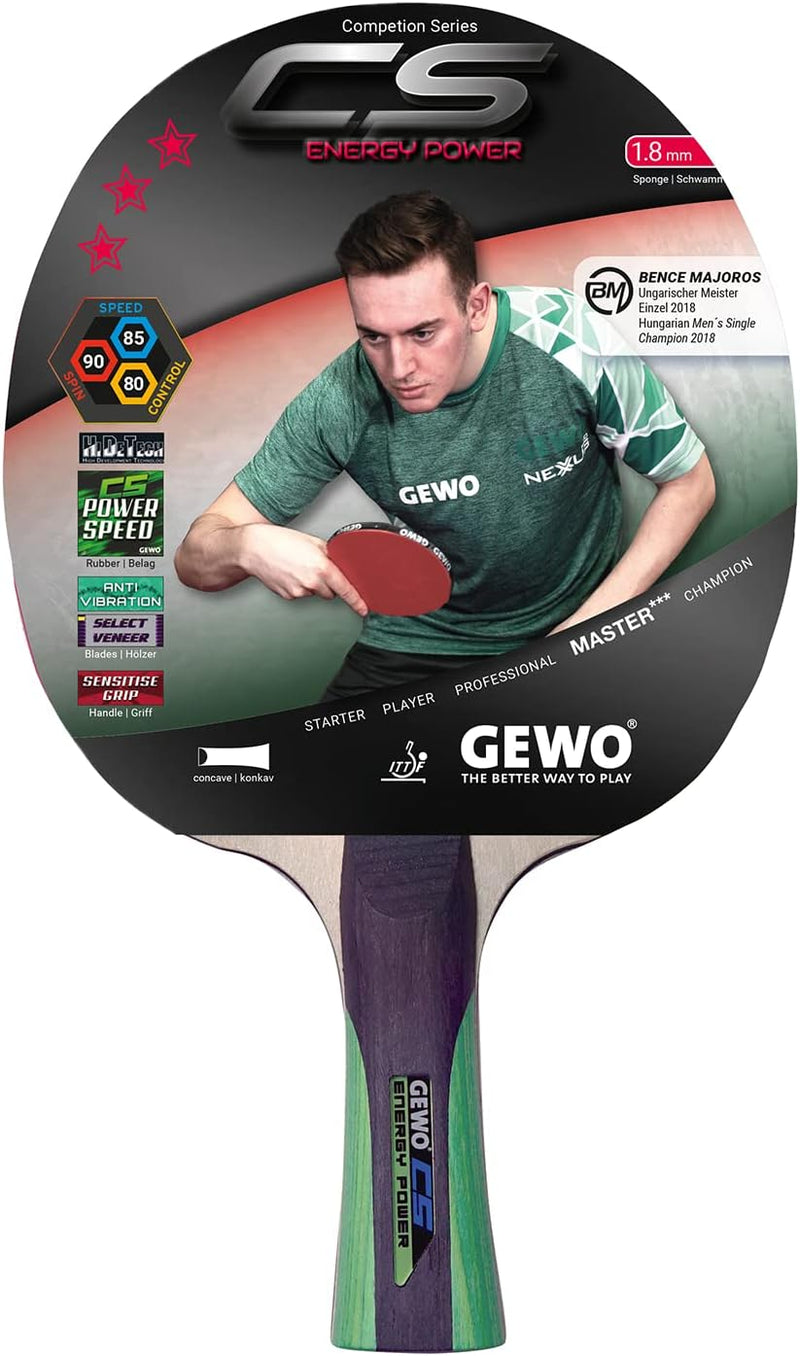 GEWO CS Energy Power - Tischtennis-Schläger - Profi-Tischtennisschläger, ITTF genehmigt - Schläger m