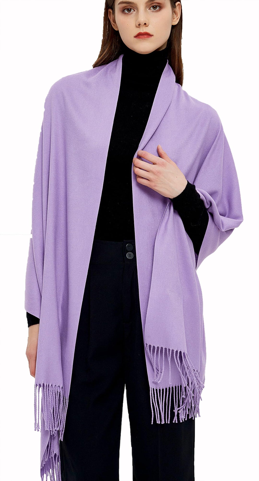 Pashmina Schals und Wraps Schals für Damen Hochzeit Party Winter Warme Lange Solid Color Hellviolett