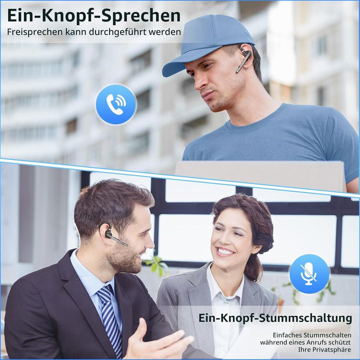 New Bee Bluetooth Headset, V5.1 Wireless Freisprech Headset mit 72h Spielzeit und CVC 8.0 Dual ENC G