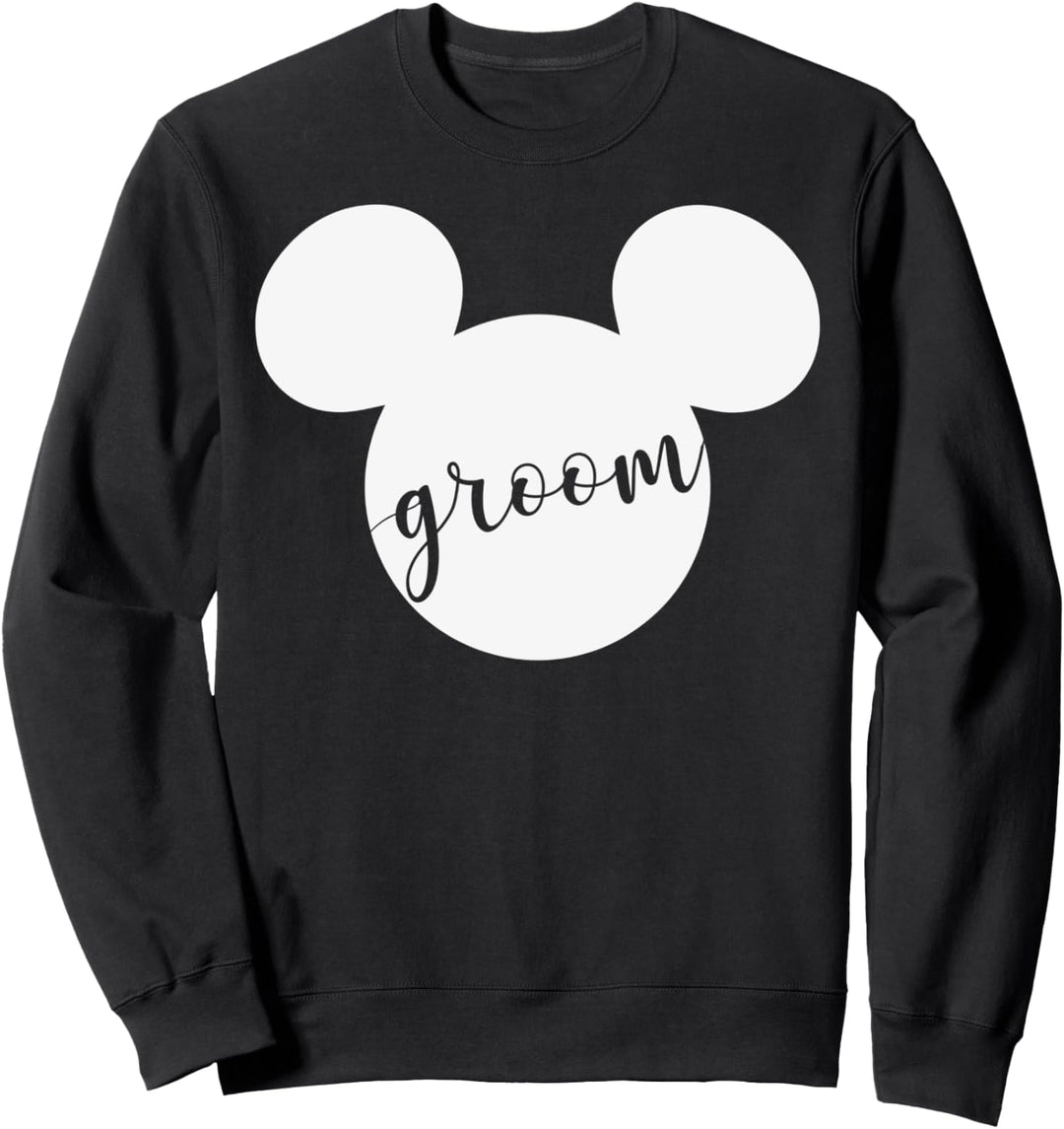 Disney Mickey Mouse Head Silhouette Groom Cursive Text Sweatshirt
