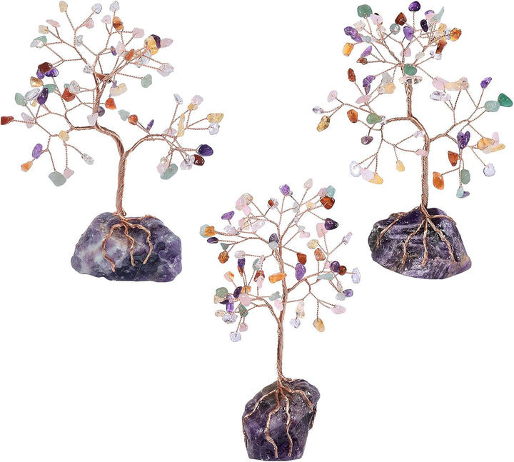 Nupuyai Kristall Edelstein Baum des Lebens Geldbaum Feng Shui Deko Glückbaum Wire Wrap Trommelsteine
