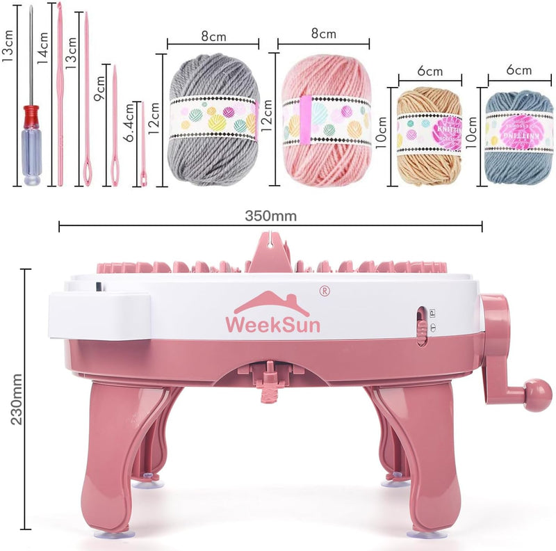 WEEKSUN Strickmaschine 48 Nadeln, Strickmaschine DIY mit Reihenzähler Strickbrett Rotierender Doppel
