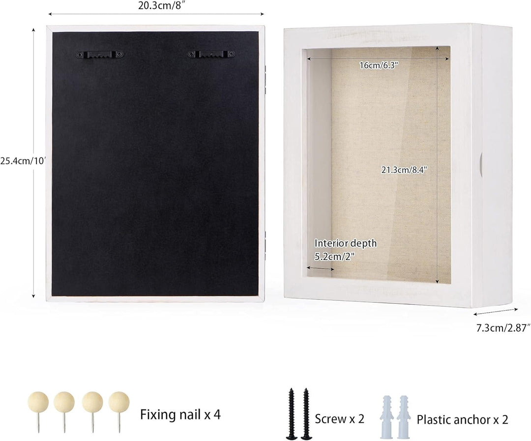 Love-KANKEI 3D Bilderrahmen 20 x 25 cm Holz Objektrahmen zum Befüllen Shadow Box Frame mit 4 Steckna