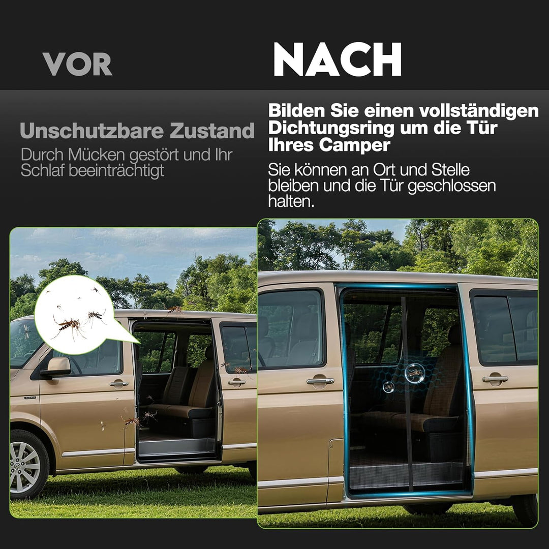 Moskitonetz Magnetisch für VW T5 T6 Schiebetür,Auto-Insektennetz & Fliegengitter mit Schattennetz, C