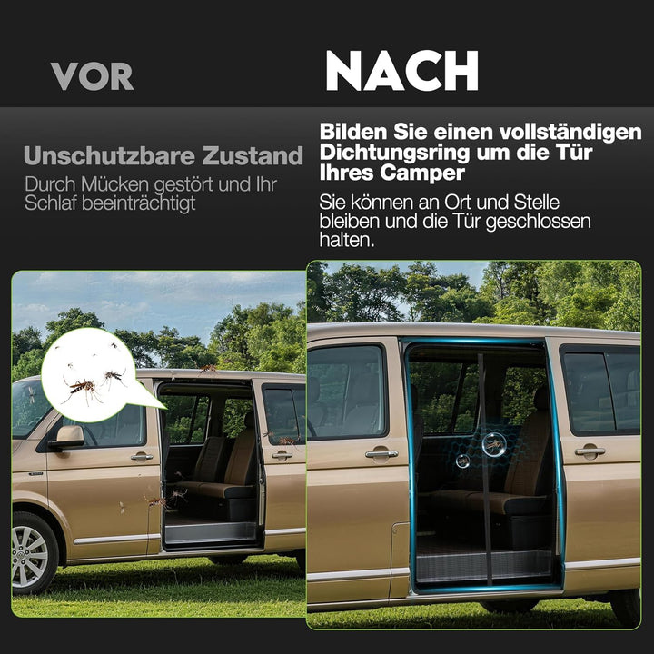 Moskitonetz Magnetisch für VW T5 T6 Schiebetür,Auto-Insektennetz & Fliegengitter mit Schattennetz, C