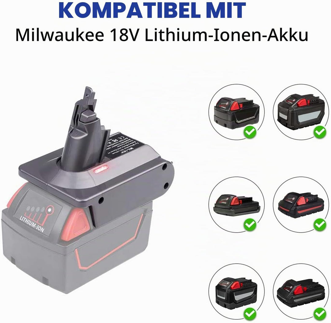 BTRUI Für Dyson V6 Milwaukee Batterieadapter, für Milwaukee M18 18 V Akku auf Dyson V6 SV03 SV04 SV0