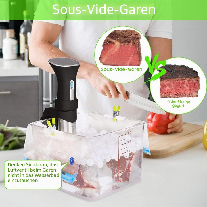 Sous Vide Beutel 15 Stück Wiederverwendbare Vakuum Lebensmittellagerbeutel mit 1 Handpumpe, 4 Versch