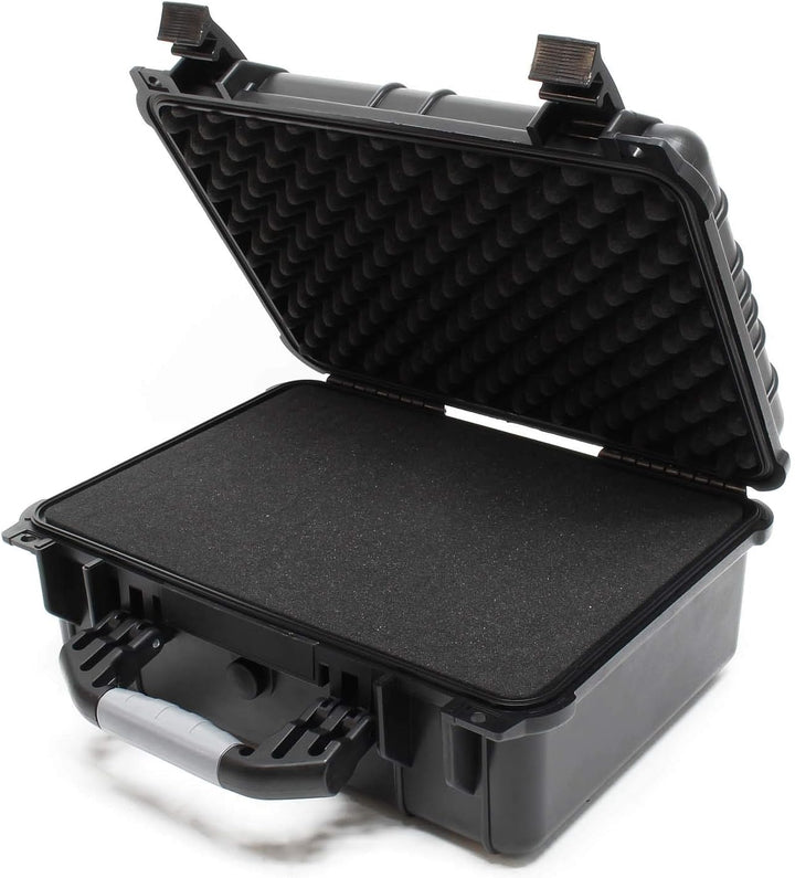 Wiltec Universalkoffer 40,6x33x17,4 cm schwarz, Schutzkoffer Wasserdicht mit Druckausgleichsventil &
