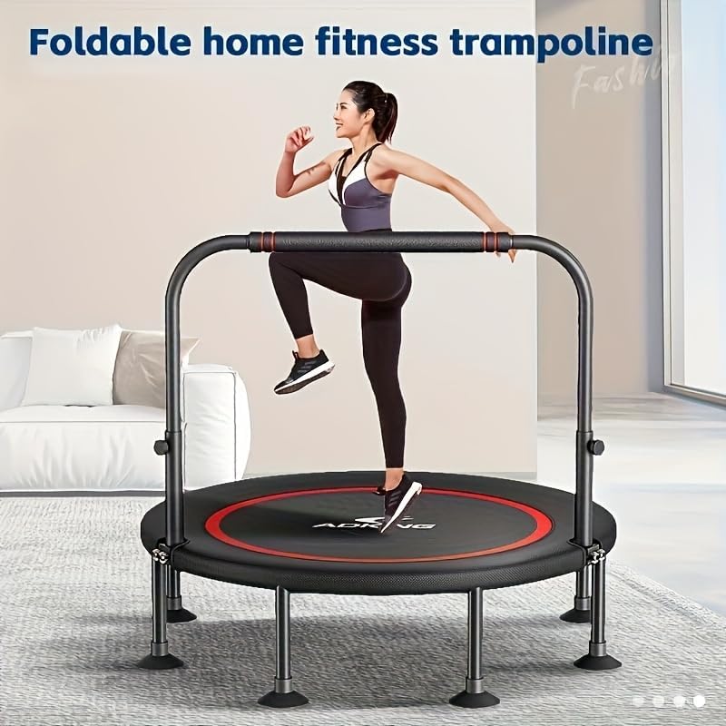 48" Silent Trampolin mit Griff - Faltbares Fitness-Trampolin für Erwachsene, Low-Impact-Bounce-Übung