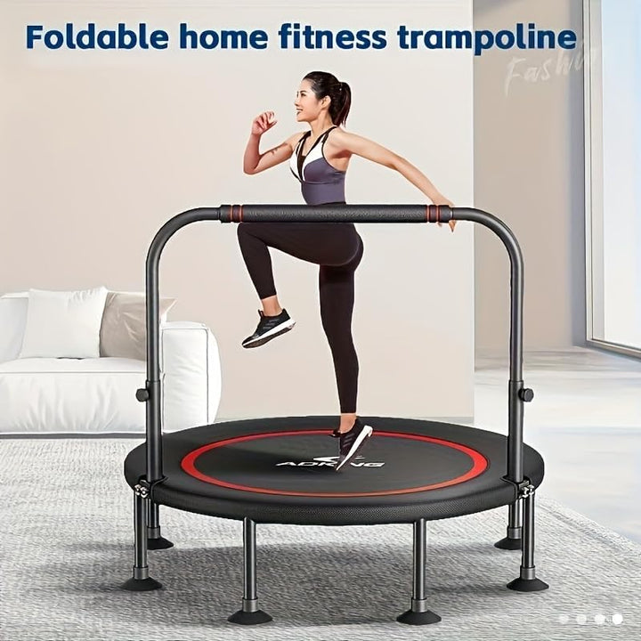 48" Silent Trampolin mit Griff - Faltbares Fitness-Trampolin für Erwachsene, Low-Impact-Bounce-Übung