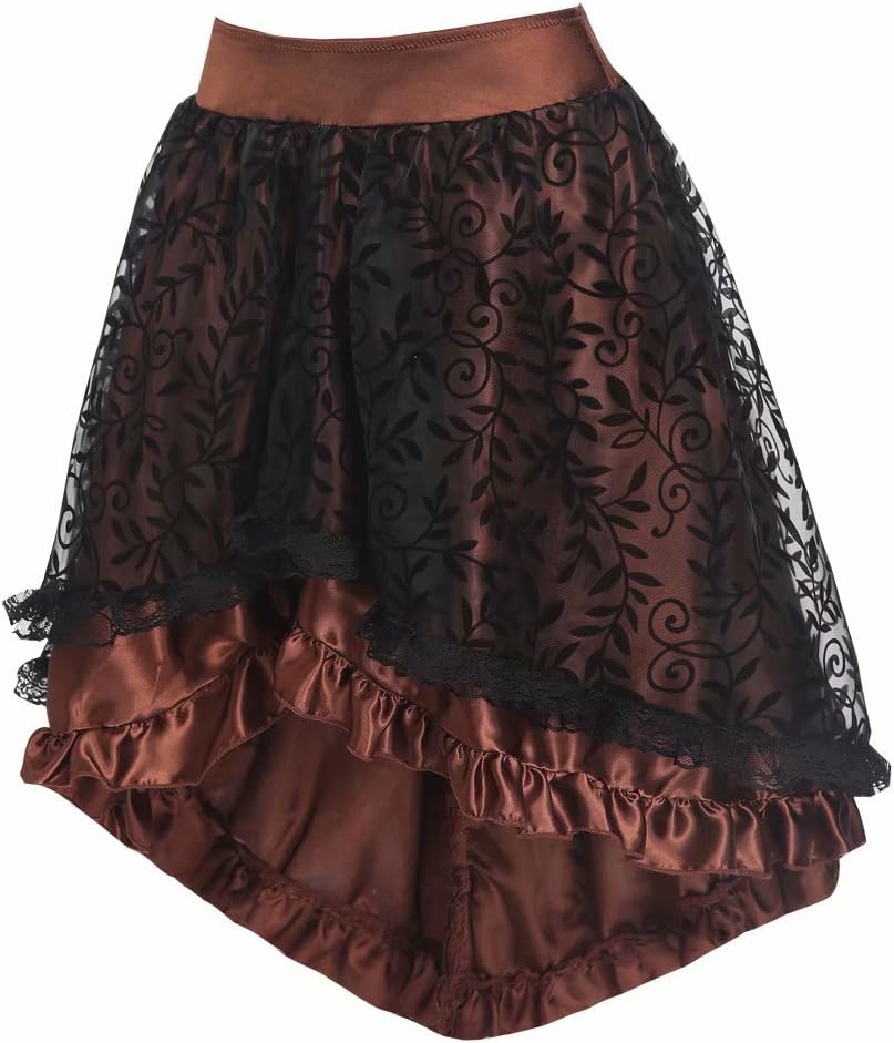 Jutrisujo steampunk unterbrust leder corsage Braun korsett Kleid Corsagenkleid piraten rock burlesqu