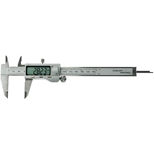 PEREL - 3472B Edelstahl Schieblehre mit Digitaler Anzeige, 150 mm Länge, 0,01 mm Auflösung (20-er pa