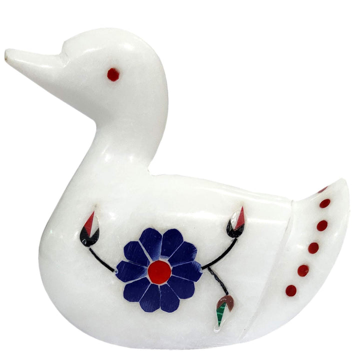 Purpledip Marmor-Statue "Divine Duck", Edelstein-Inlay, Sammlerstück (12105)
