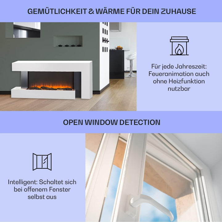 Klarstein Elektrokamin, Elektro Heizungen für Wohnzimmer & Innenräume, Elektrischer Kamin mit LED Fl