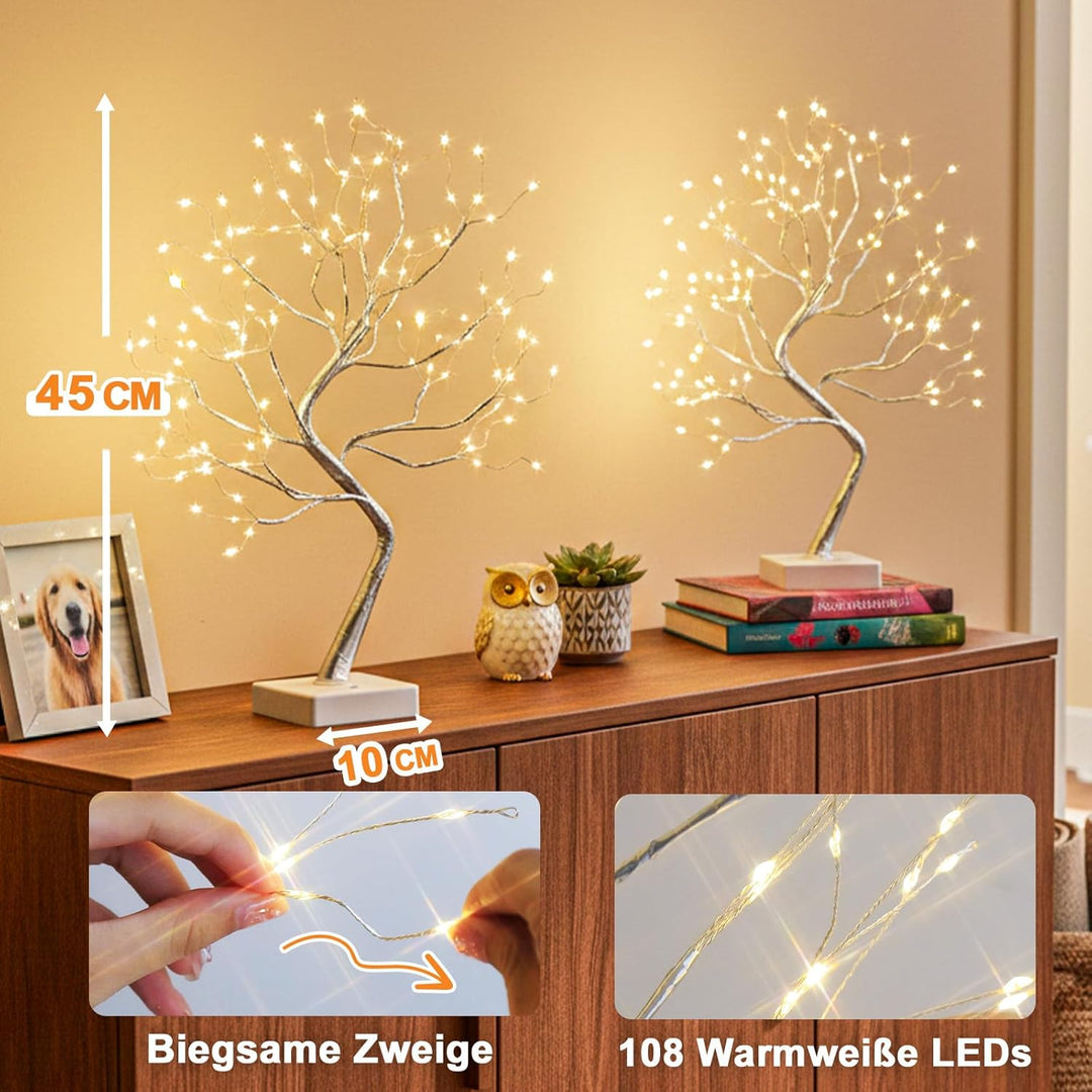 DELICHTER Lichterbaum Lichterzweige für Innenbereich 108 Warmweiss LEDs Bäumchen, Bonsai Licht Deko