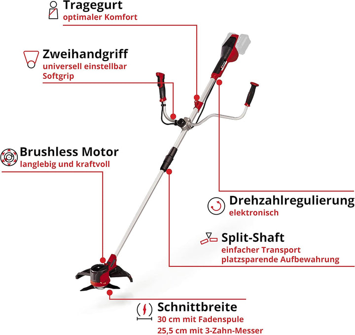 Einhell Akku-Sense AGILLO Power X-Change Rasentrimmer, 2 x 18 V, max. Drehzahl 6300 min-1, max. Schn