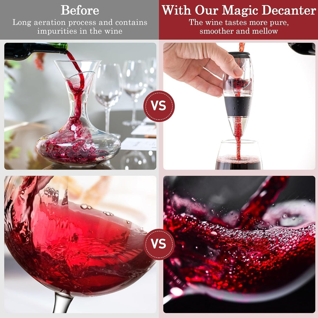 Gimars Weinbelüfter &amp; Dekanter Set mit Venturi-Effekt – Magic Decanter inkl. Ständer | Professionell
