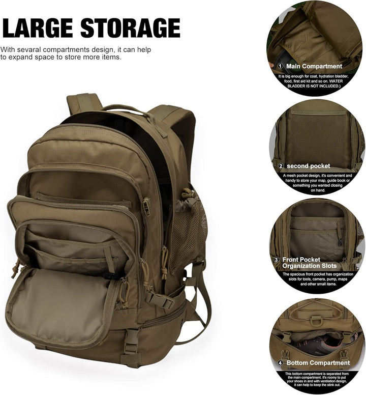 Mardingtop 28L Rucksack Taktischer Rucksack Wanderrucksack Trekkingrucksack Angelrucksack für Surviv