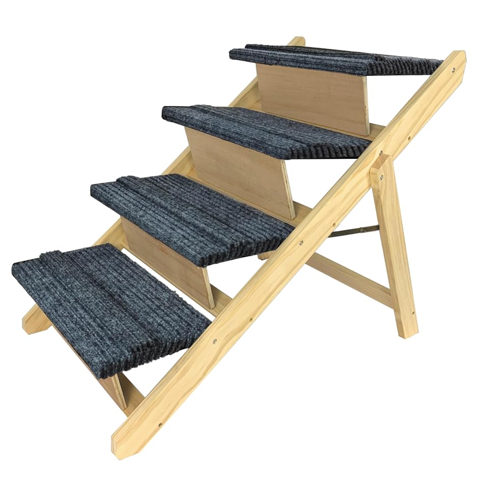 UISEBRT Hundetreppe Klappbar Hunderampe 2-in1 Haustiertreppe aus Holz Tiertreppe mit Anti-rutsch Ein