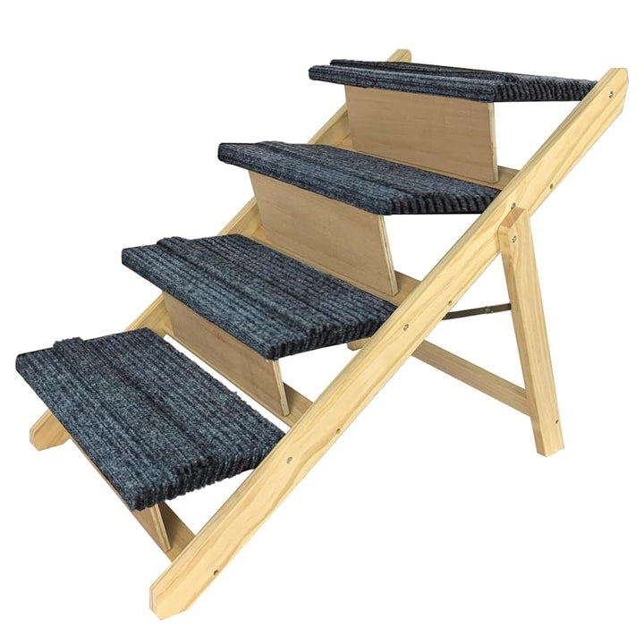 UISEBRT Hundetreppe Klappbar Hunderampe 2-in1 Haustiertreppe aus Holz Tiertreppe mit Anti-rutsch Ein