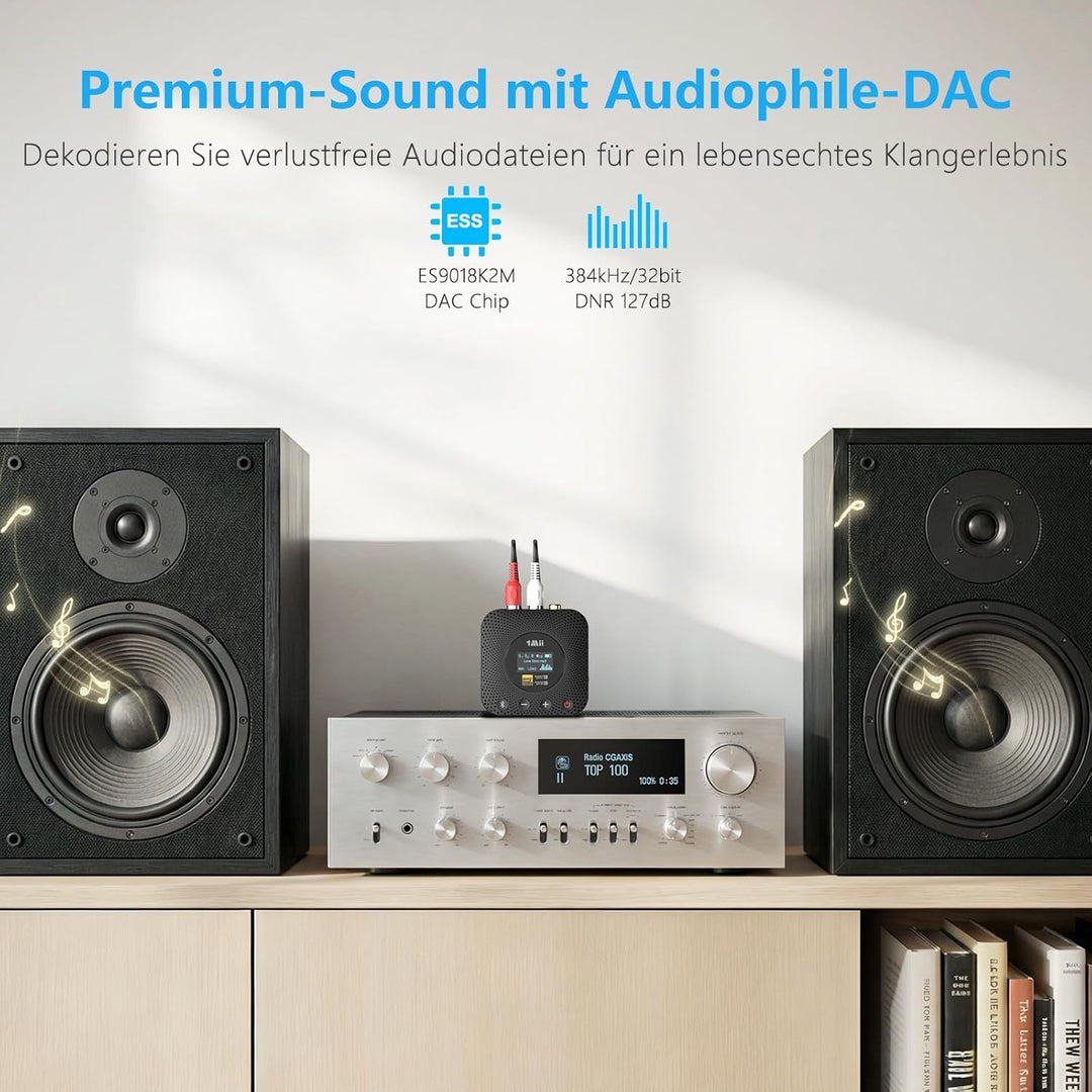 1Mii Bluetooth Receiver for Old Stereo System Schwarz, Schwarz