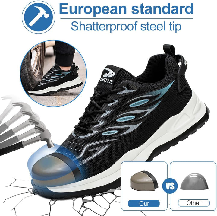 YEKOYIOO Arbeitsschuhe Sicherheitsschuhe Herren Damen Leicht Sportlich Atmungsaktiv Stahlkappenschuh