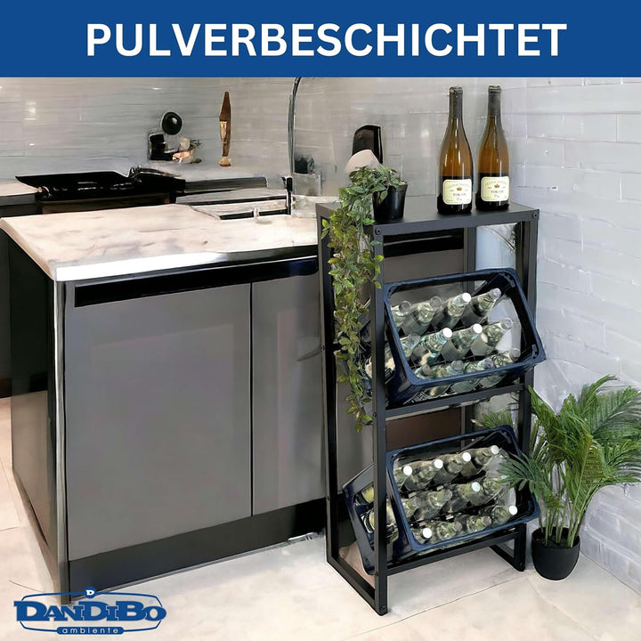 DanDiBo Getränkekistenregal 2 Kisten mit Ablage Schmal Metall Stehend 96541 Getränkekistenhalter 100