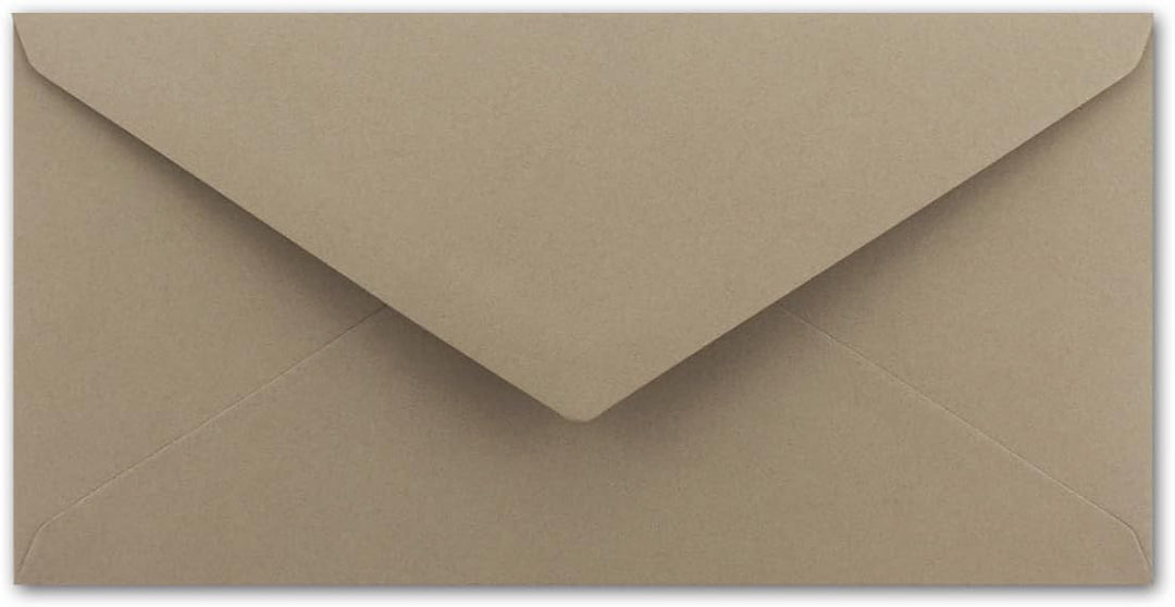 75 Brief-Umschläge DIN Lang - Cappuccino mit Gold-Metallic Innen-Futter - 110 x 220 mm - Nassklebung